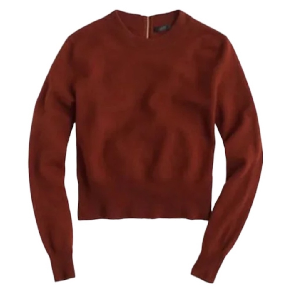 ISO IN SEARCH OF Jcrew Burnt Orange Rust Merino Wool Exposed Back Zipper Size XL
